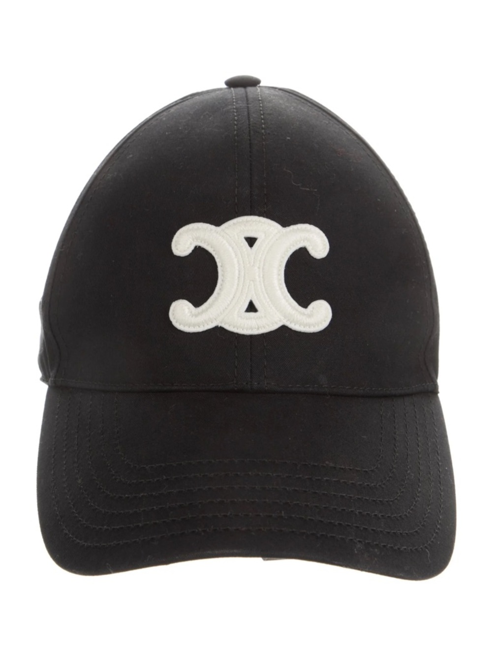 Celine Black Baseball Cap with White Logo - Men's Hat